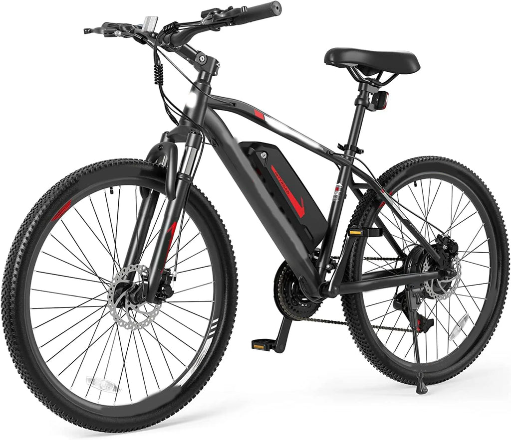 Electric Bike, 350W Powerful Motor with 13AH Removable Battery, Shimano 21 Speed, Up to 46 Miles Per Charge, 26 Inches Wheels, Mountain Electric Bicycle for Adults Black