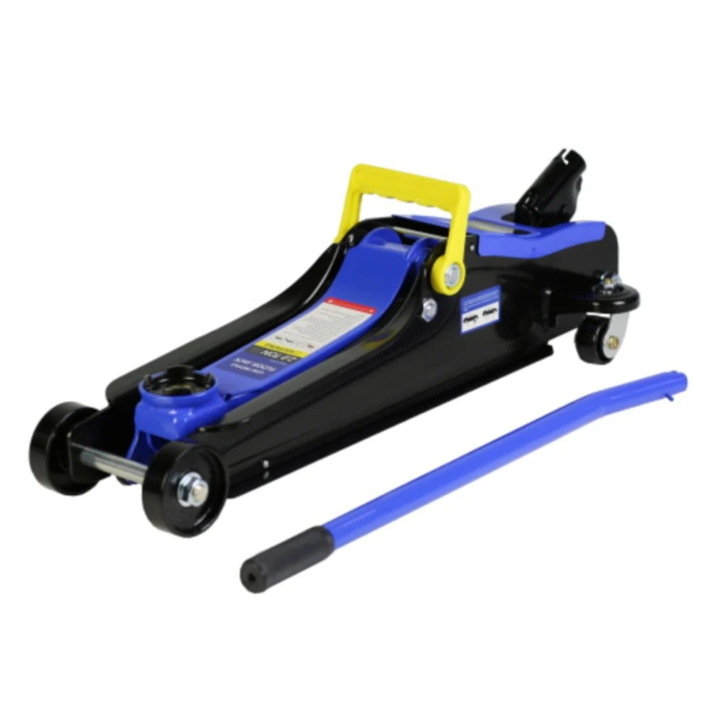 Floor Jack, 2 Ton Low Profile Floor Jack, Heav yDuty Steel Racing Floor Jack with Single Piston QuickLift Pump, Floor Jack Black+Blue + Steel + 2T Single pump + Lifting range 3.3-15.2