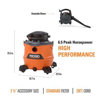 16-Gallon 6.5 Peak HP Wet/Dry Shop Vacuum, HD1600