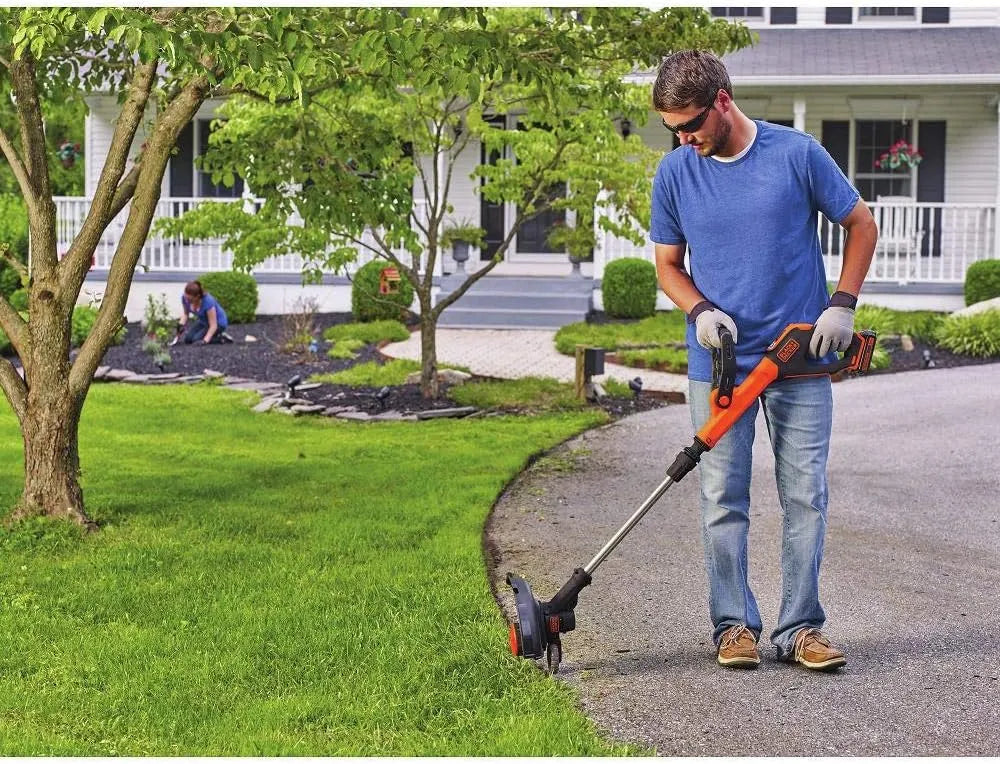 BLACK+DECKER 20V MAX Cordless String Trimmer and Edger with Spool, Battery and Charger Included, 2 Speed, 12 Inch (LST522)