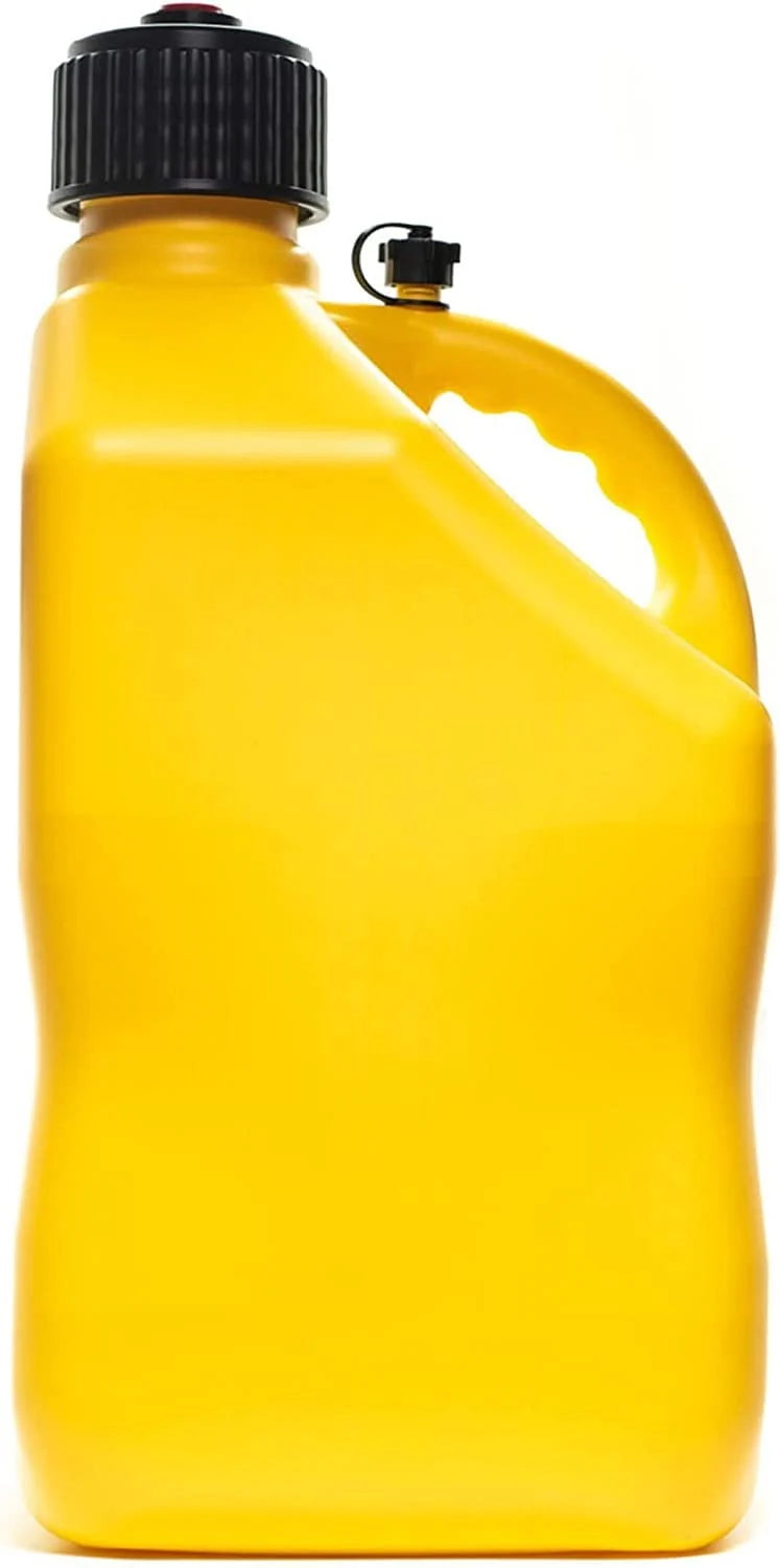 VP Racing 5.5-Gallon Square Motorsport Racing Utility Liquid Fuel Container Jug and 14 Inch Deluxe Hose Kit and Multipurpose Cap, Yellow 4 Pack