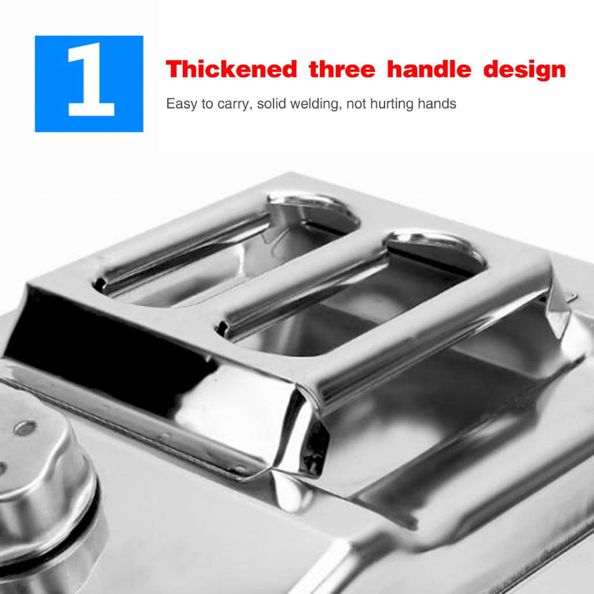 EUBUY 304 Stainless Steel Jerry Can Car Canister Holder Storage Tank with 3 Handles for Water Petrol Oil Water Alcohol 20L
