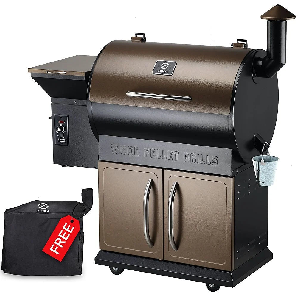 Z Grills ZPG-700D - Wood Pellet Grill and Smoker with Cabinet Storage 694 sq. in. - Bronze