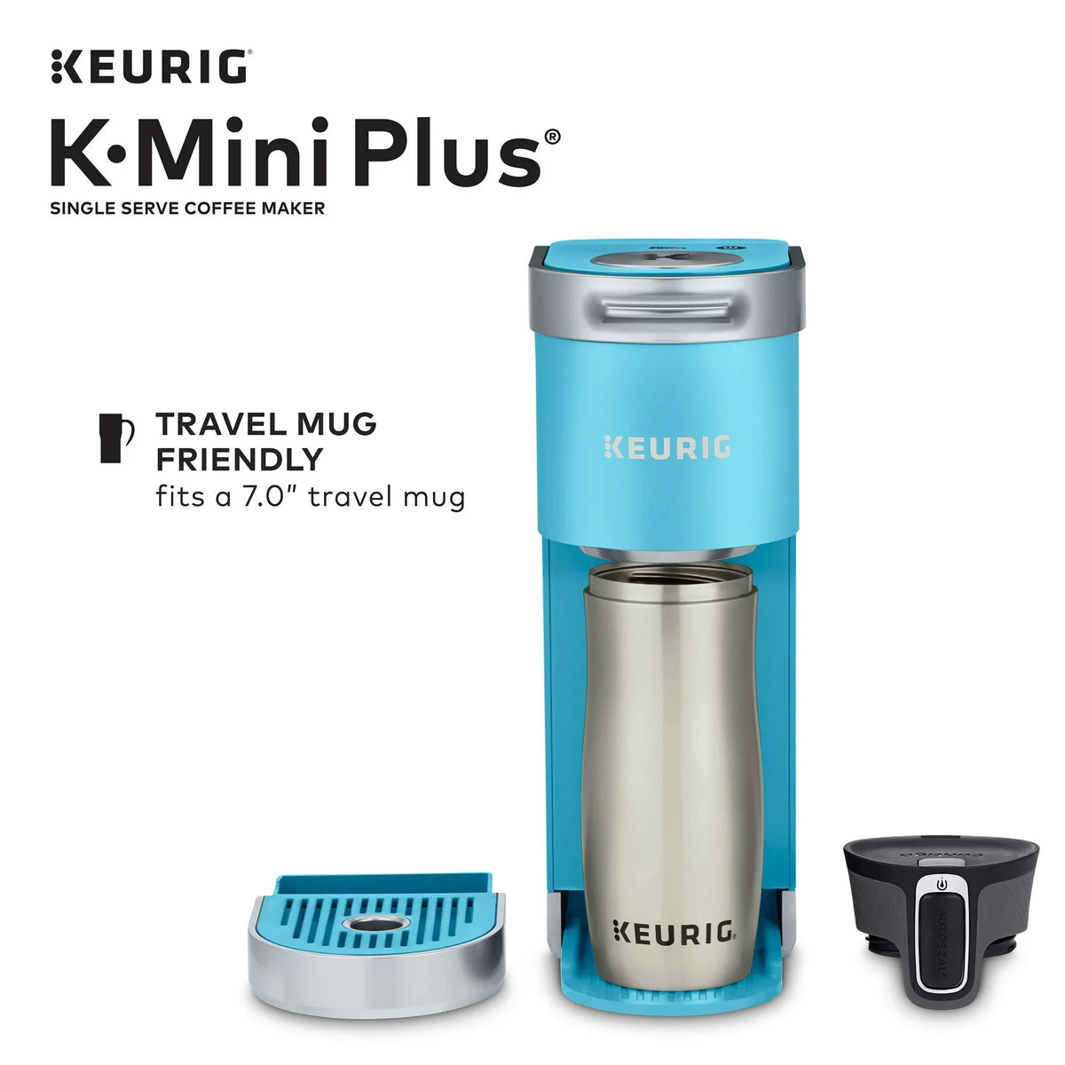 Keurig K-Mini Plus Single Serve K-Cup Pod Coffee Maker， Cool Aqua💝 Last Day For Clearance