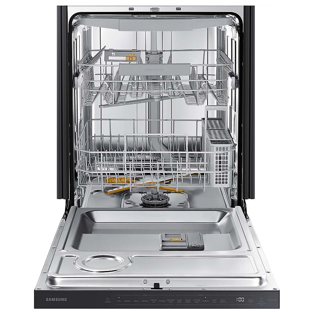 Samsung - Smart 44dBA Dishwasher with StormWash+ - Black stainless steel