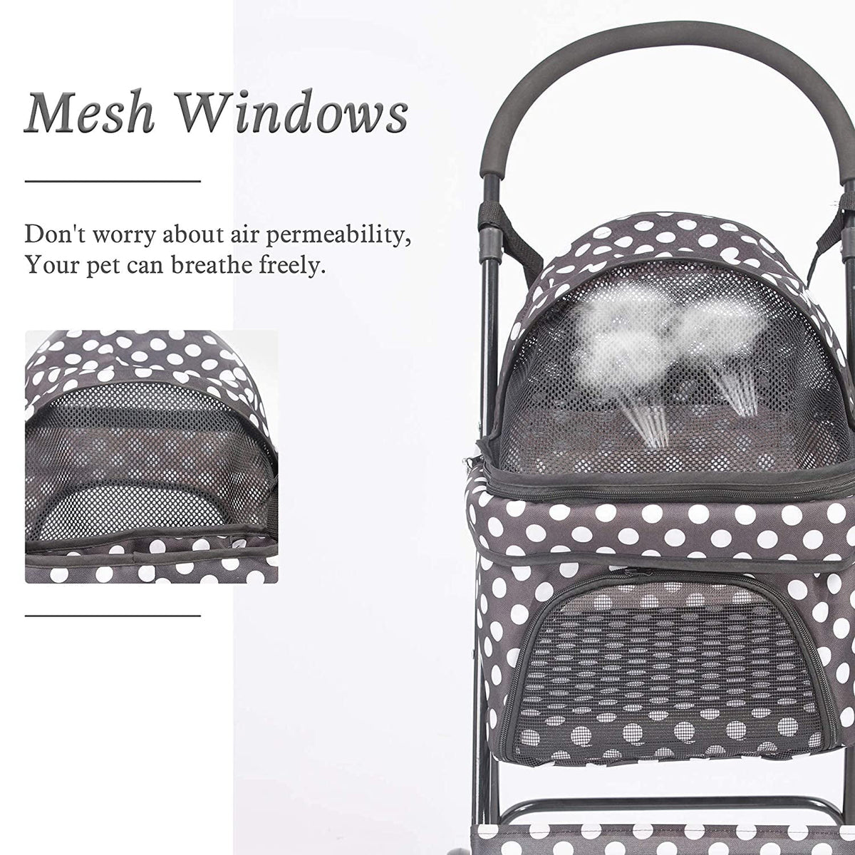 Foldable Pet Travel Stroller for Cats&Dogs, Waterproof Dog Stroller with 4 Wheels for Camping Walking, Black