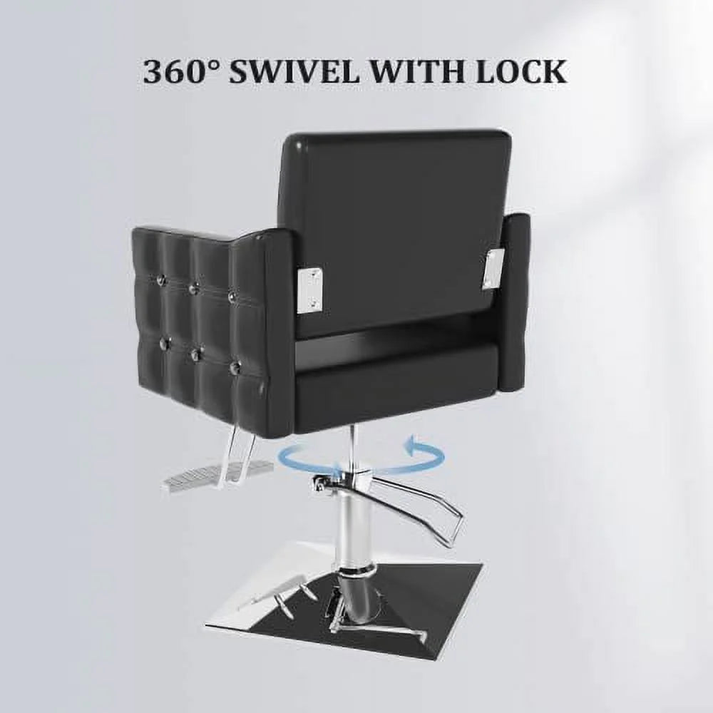 OmySalon Hair Salon Chair Hydraulic Barber Chair for Home Barbershop Black, Braiding Chair for Hair Stylist Heavy Duty, Styling Hairdressing Beauty Spa Equipment