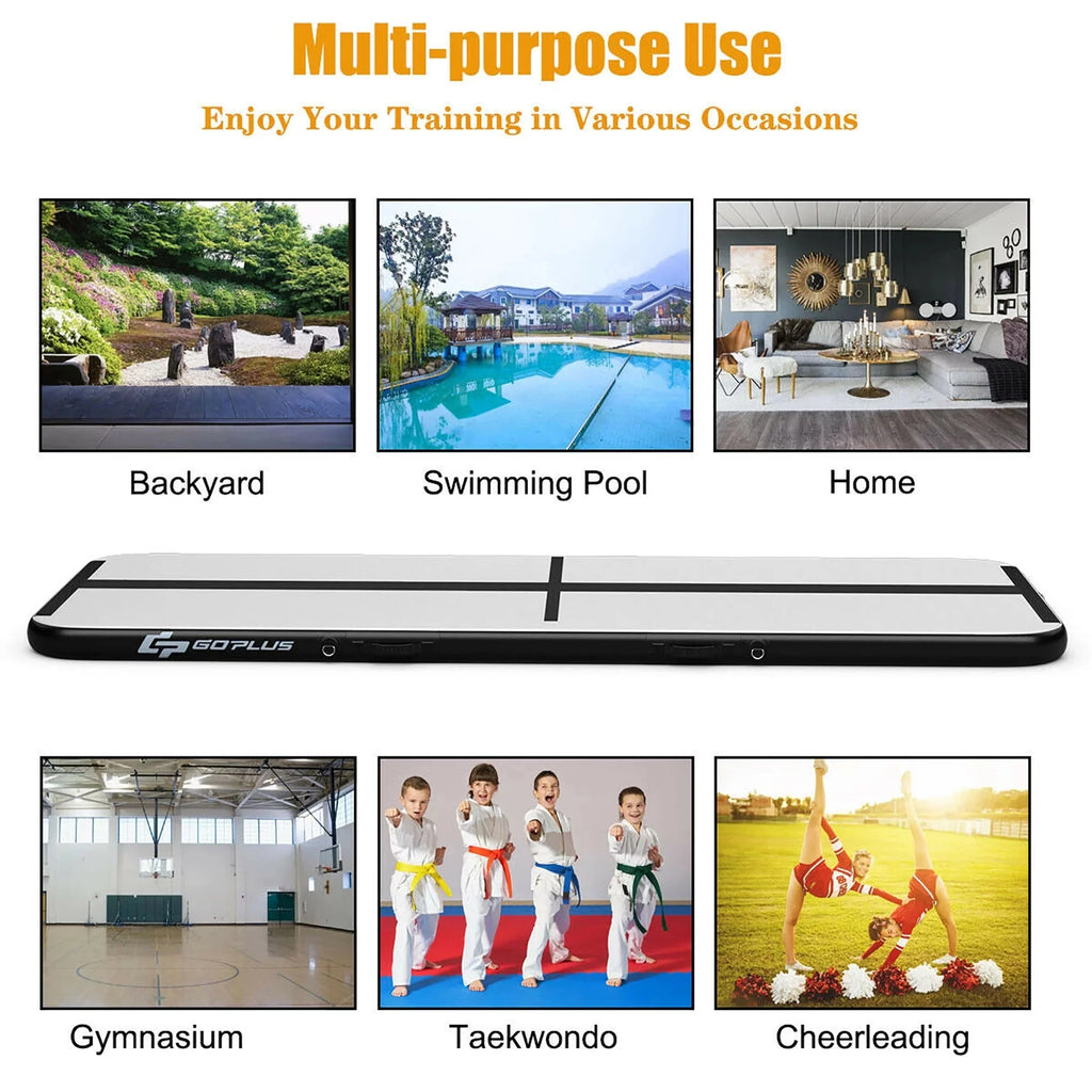 Goplus 10FT Air Track Inflatable Gymnastics Tumbling Mat w/ Pump Black