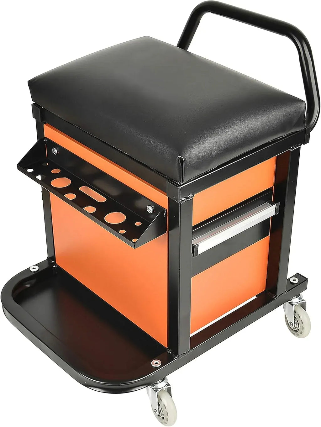 Eisen Rolling Tool Box with Seat, Mechanics Seat with Storage Drawers and 2-1/2 Swivel Casters, 300 lb. Capacity