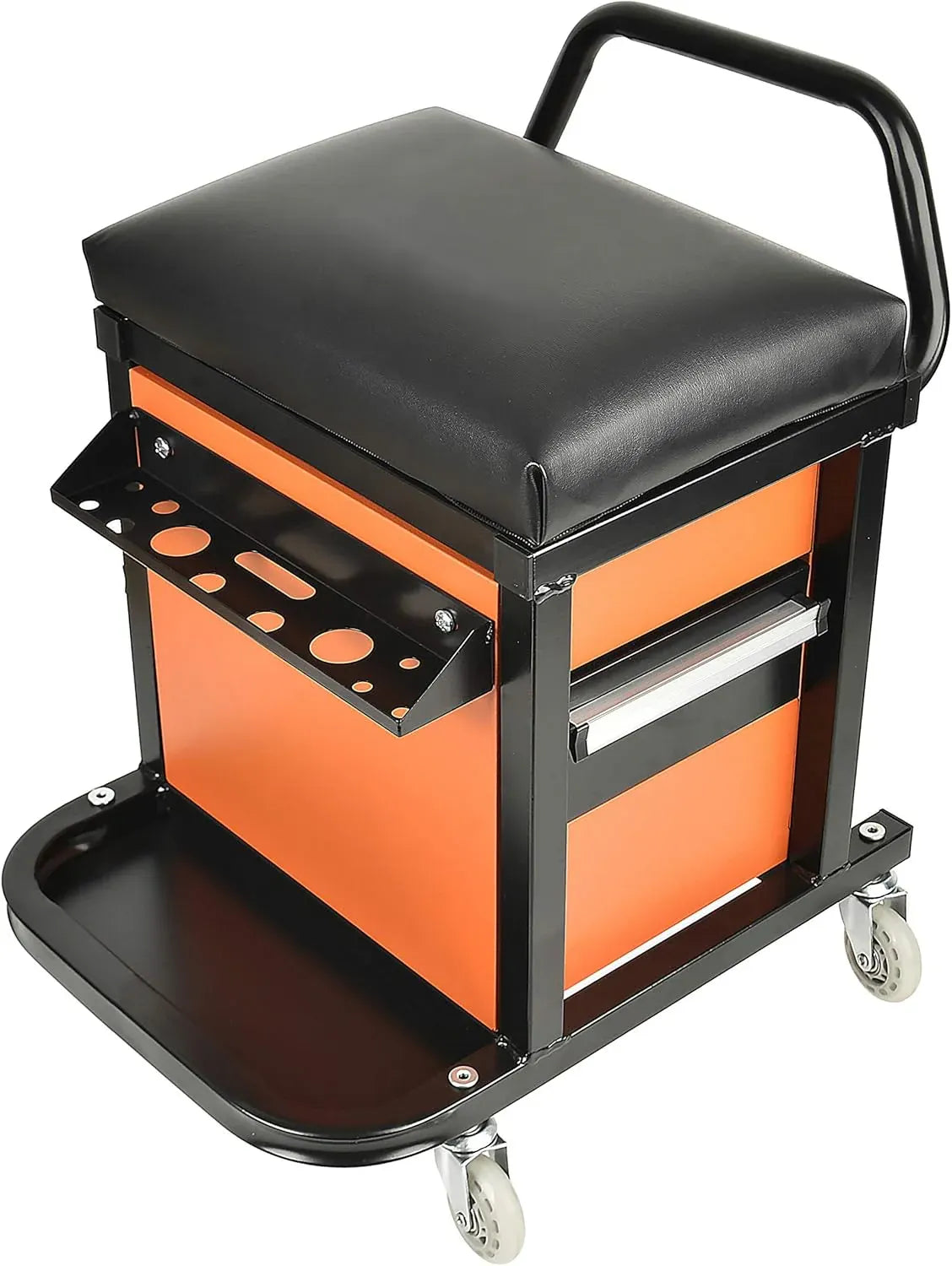 Eisen Rolling Tool Box with Seat, Mechanics Seat with Storage Drawers and 2-1/2 Swivel Casters, 300 lb. Capacity