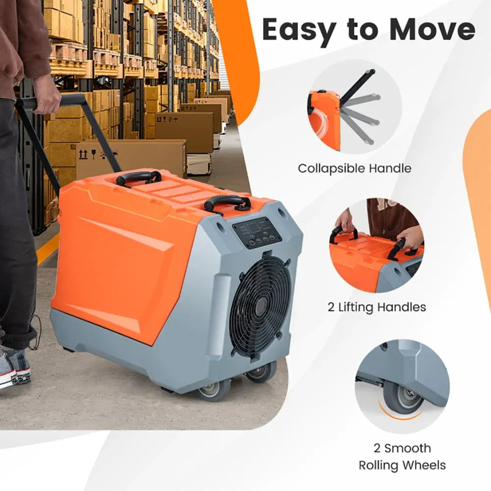 Barara King Dehumidifier, Home Basement Dehumidifiers,180 Pints/Day Commercial Dehumidifier with Pump and Drain Hose-Orange
