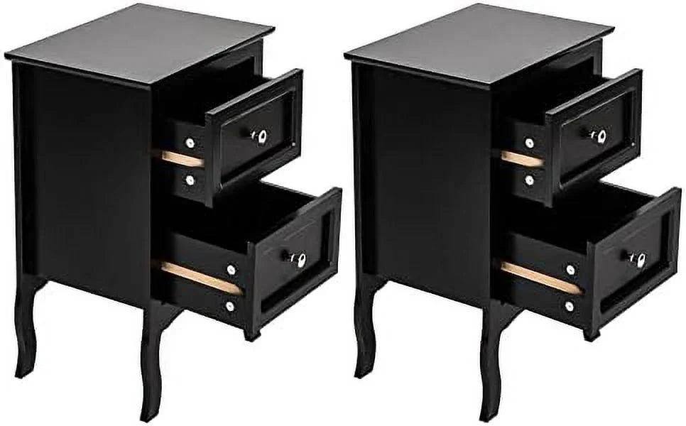 NTTBOBOEC Night Table Modern Wood Night Stand End Table Wooden Bed Side Tables with 2 Drawers Large Space Brown Size 15.74(W) x 11.81(D) x 23.66(H)
