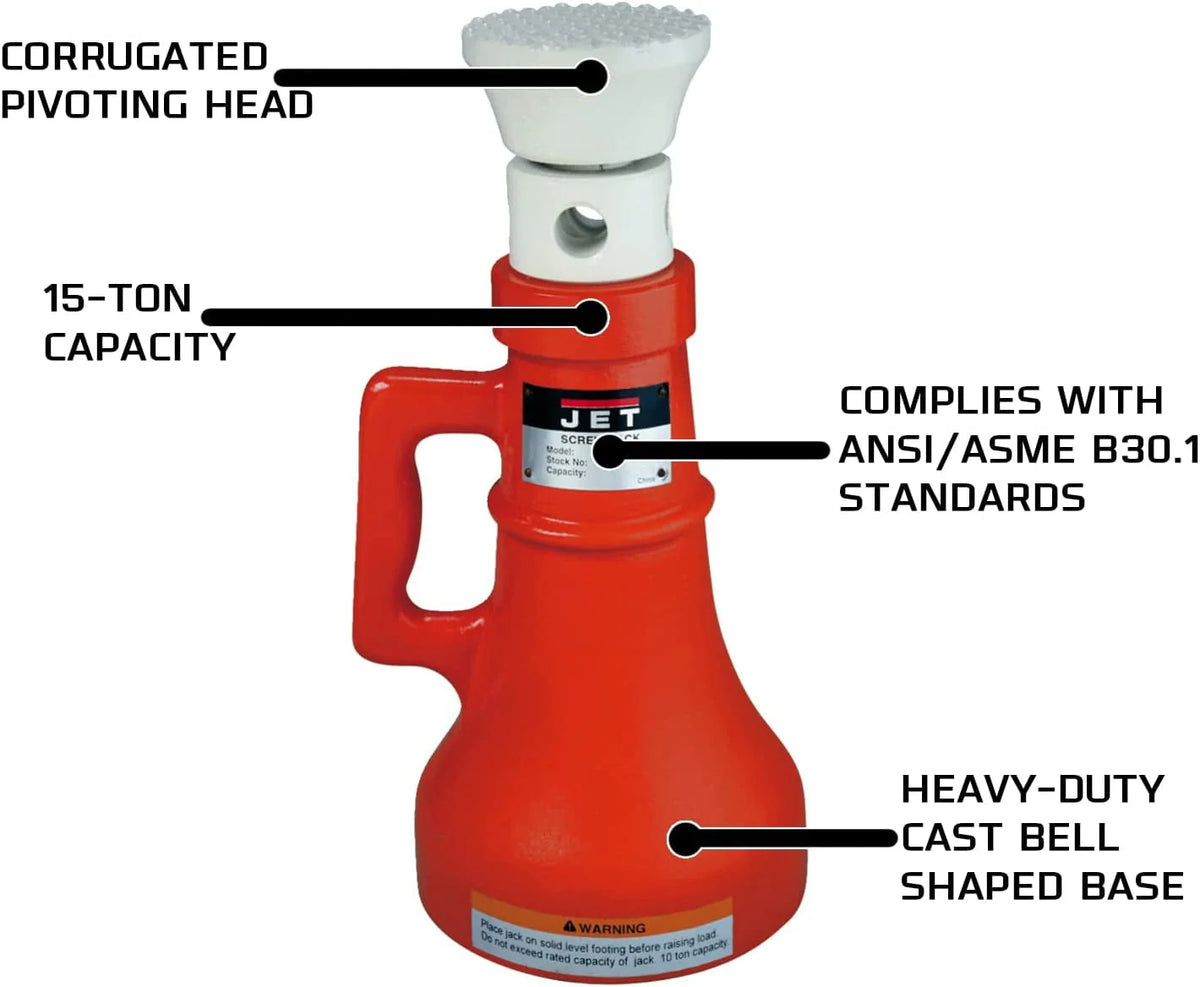 Jet Heavy Duty 15 Ton Mechanical Cast Bell Shaped Hyrdraulic Screw Jack