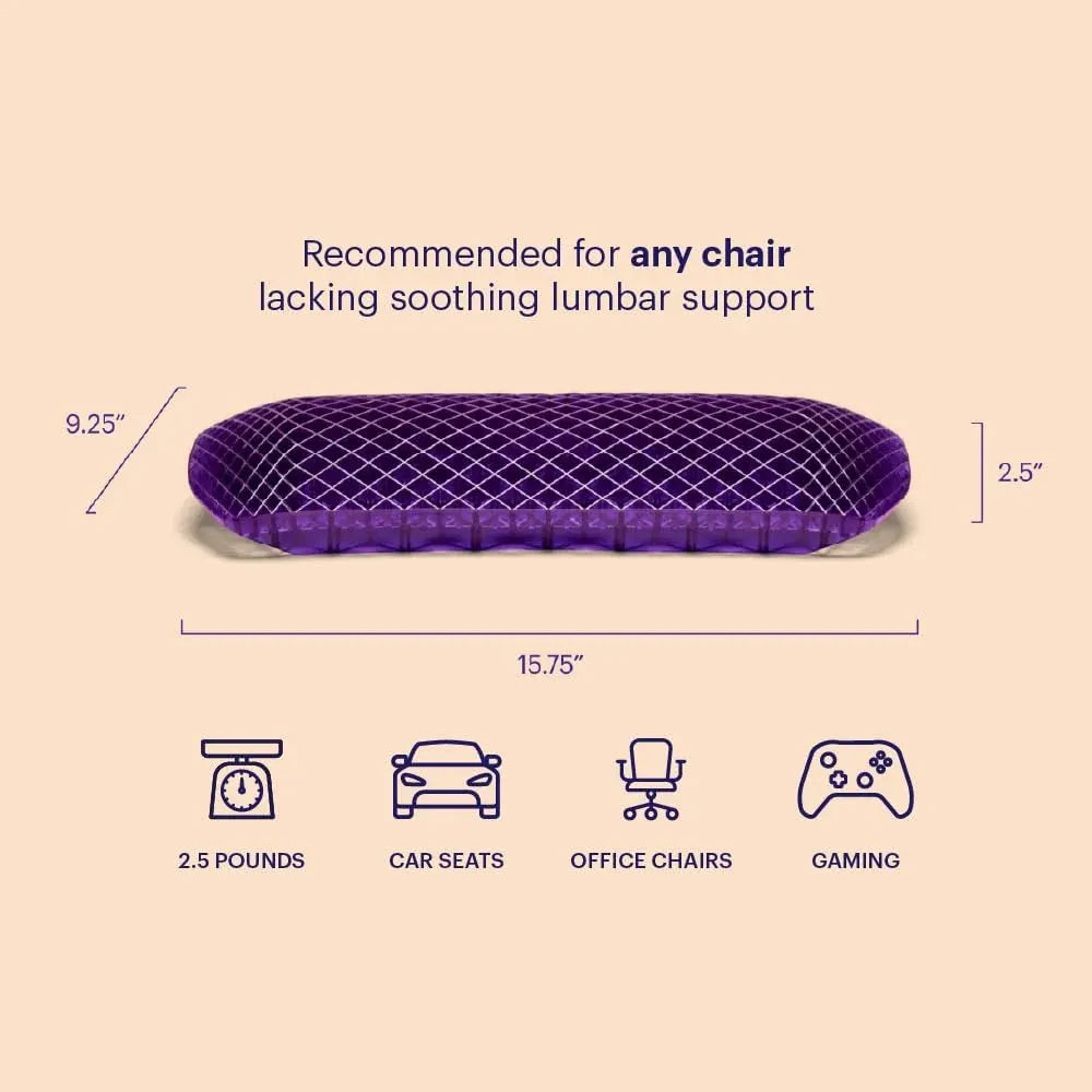 Purple Back Cushion | Pressure Reducing Grid Designed for Ultimate Comfort | Designed for Chairs, Gaming, and Travel | Made in The USA
