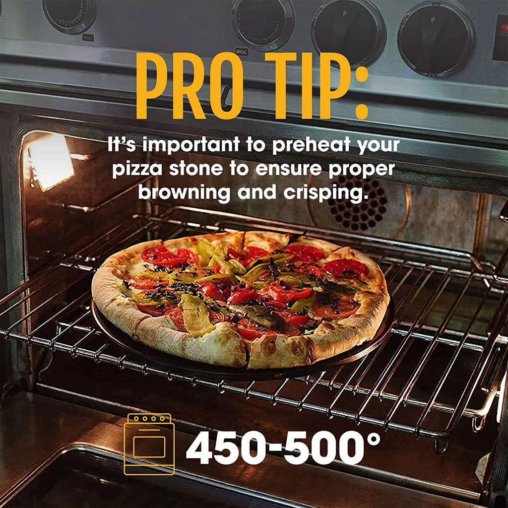 Heritage Products 15 Round Ceramic Non Stick Pizza Stone w/Wheel Cutter, Black