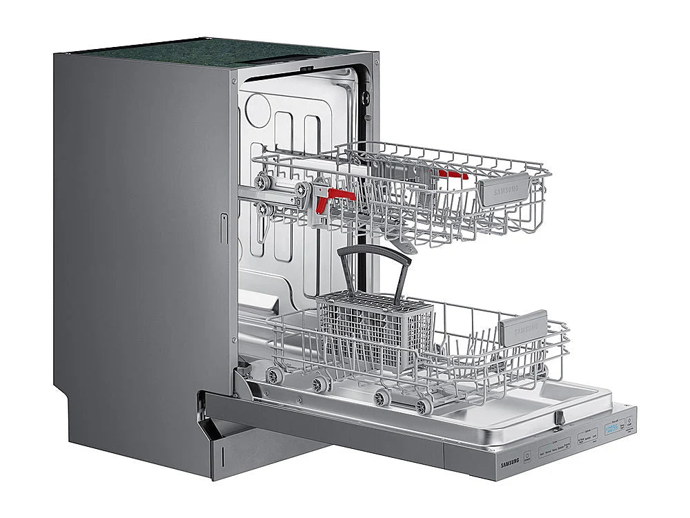 Samsung - 18 Compact Top Control Built-in Dishwasher with Stainless Steel Tub, 46 dBA - Stainless steel
