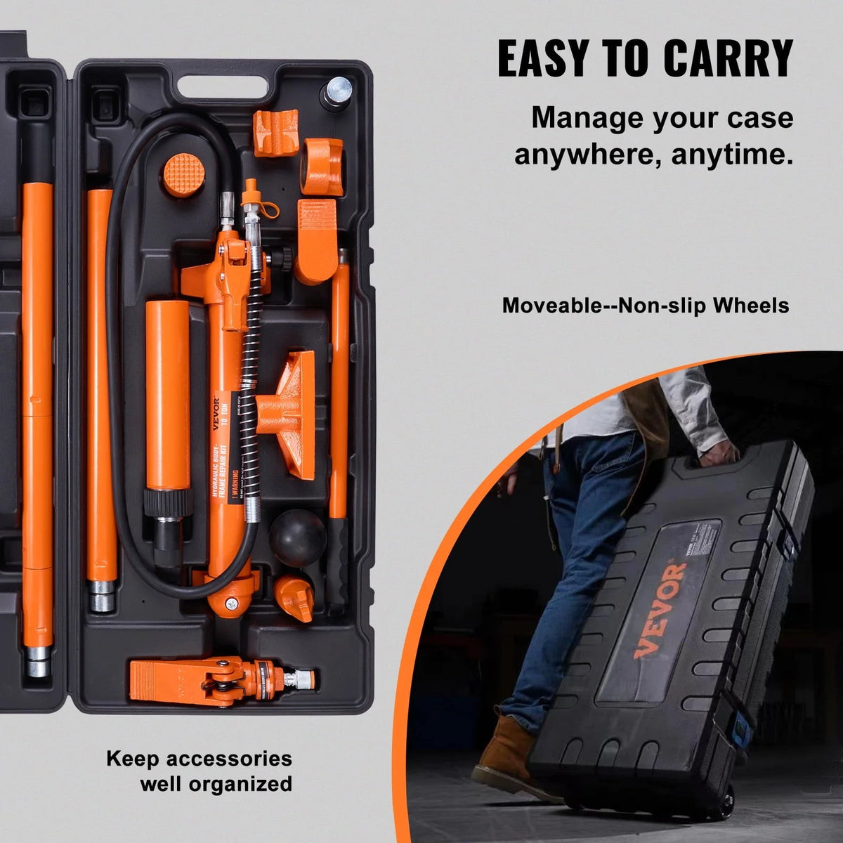 BENTISM 10 Ton Porta Power Kit Hydraulic Jack Air Pump Lift Ram All-In-One Portable Auto Body Frame Repair Power Tool