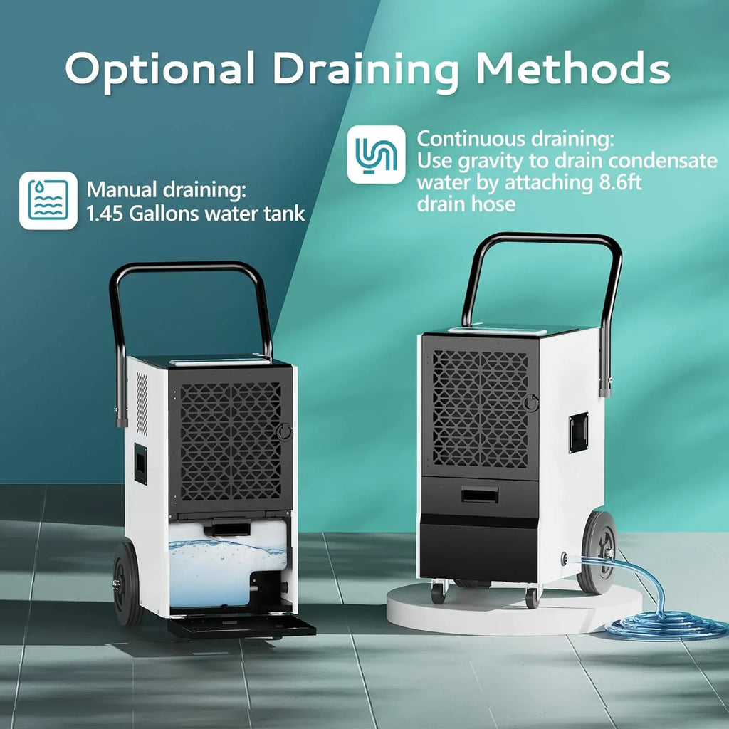160 Pints Commercial Dehumidifier, Large Dehumidifier With Drain Hose, Timer and 4 Wheels,Industrial Dehumidifiers for Flood Repair, Drying Basement, Warehouse and Factory