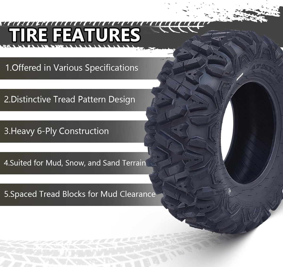 26x12-12 All-Terrain ATV/UTV Tires, Set of 2
