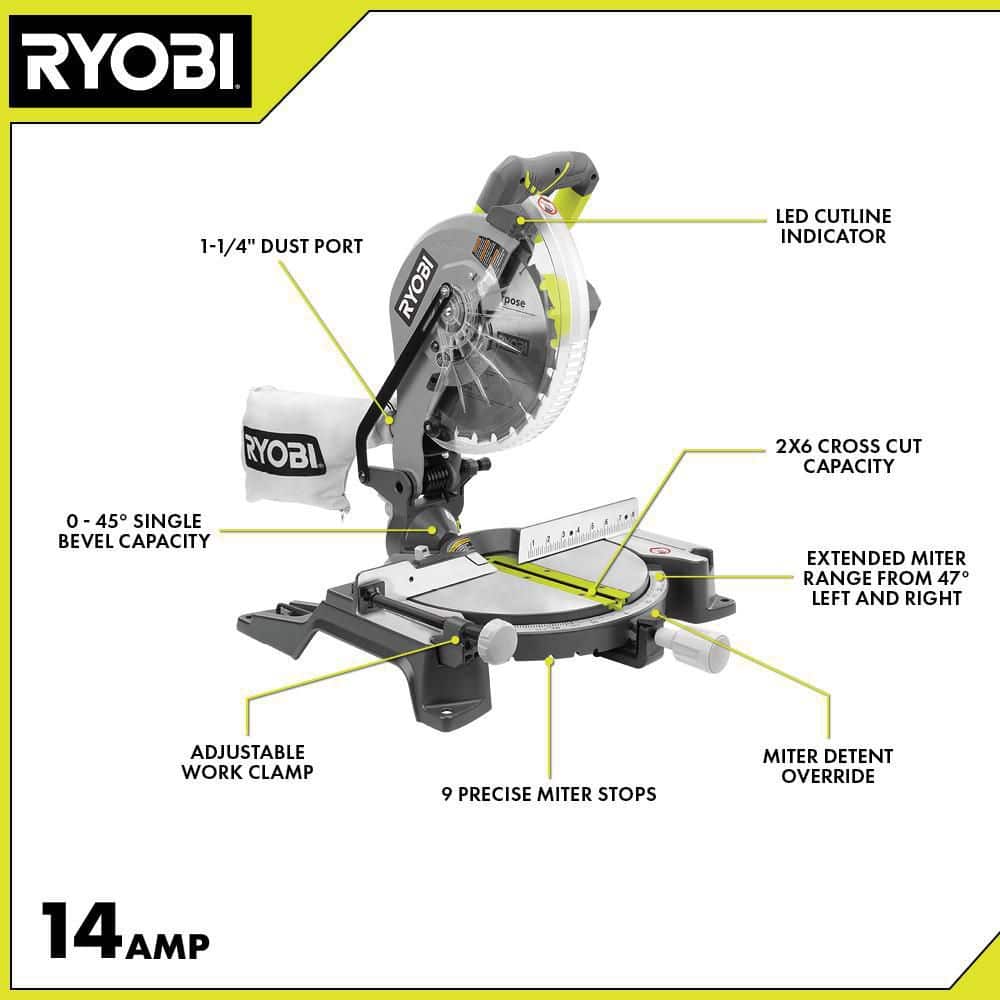 14 Amp Corded 10 in. Compound Miter Saw with LED Cutline Indicator TS1346