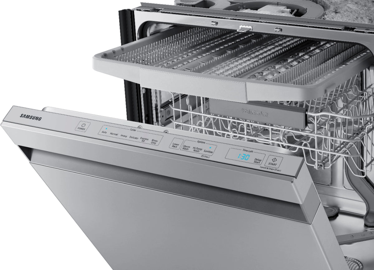Samsung - StormWash 24 Top Control Built-In Dishwasher with AutoRelease Dry, 3rd Rack, 42 dBA - Stainless steel