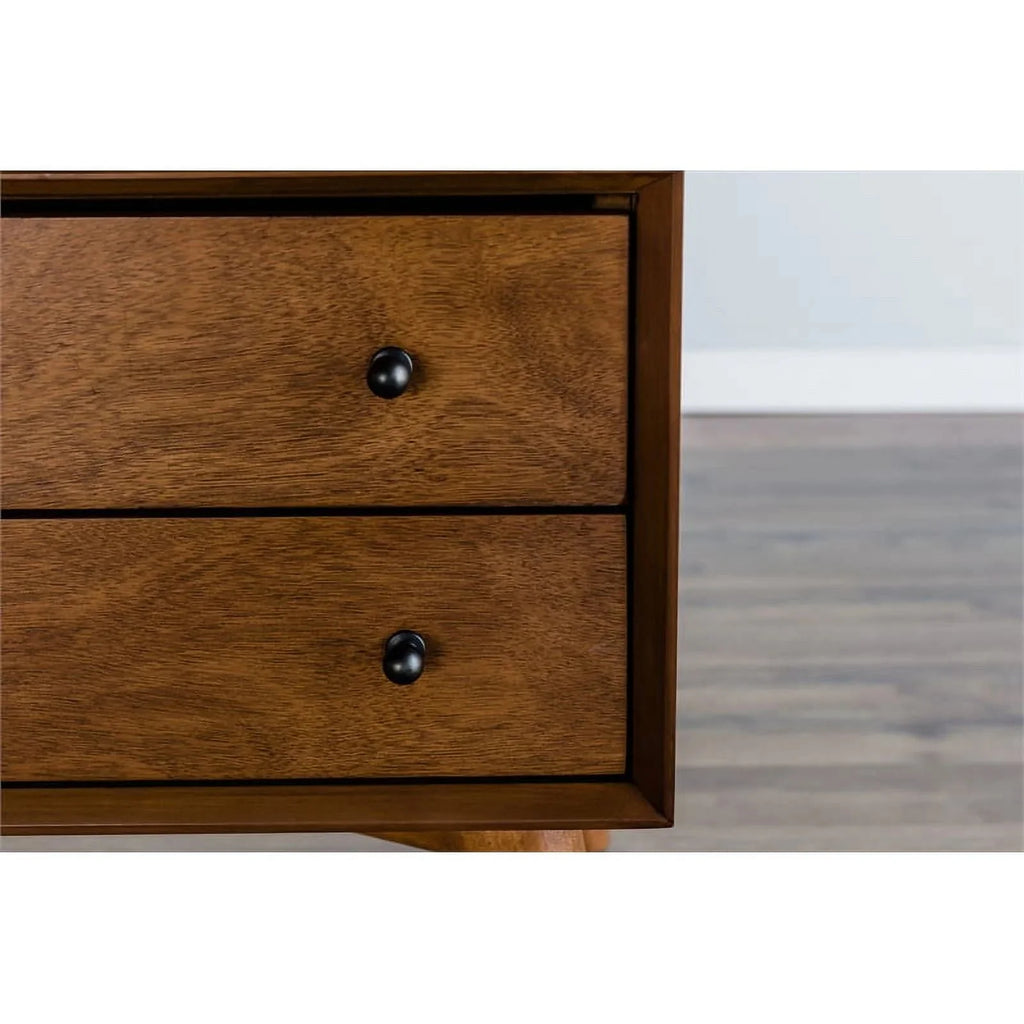 Home Square 4 Piece Set with Small TV Console Full Wood Bed & Large Nightstand