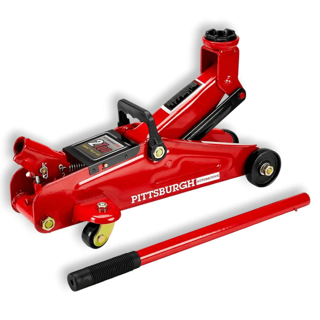Low Profile Floor Jack 2 Ton Trolley Jack 4000LBS Capacity Heavy Steel Jack 5-3/8 to 13 Lifting, RED