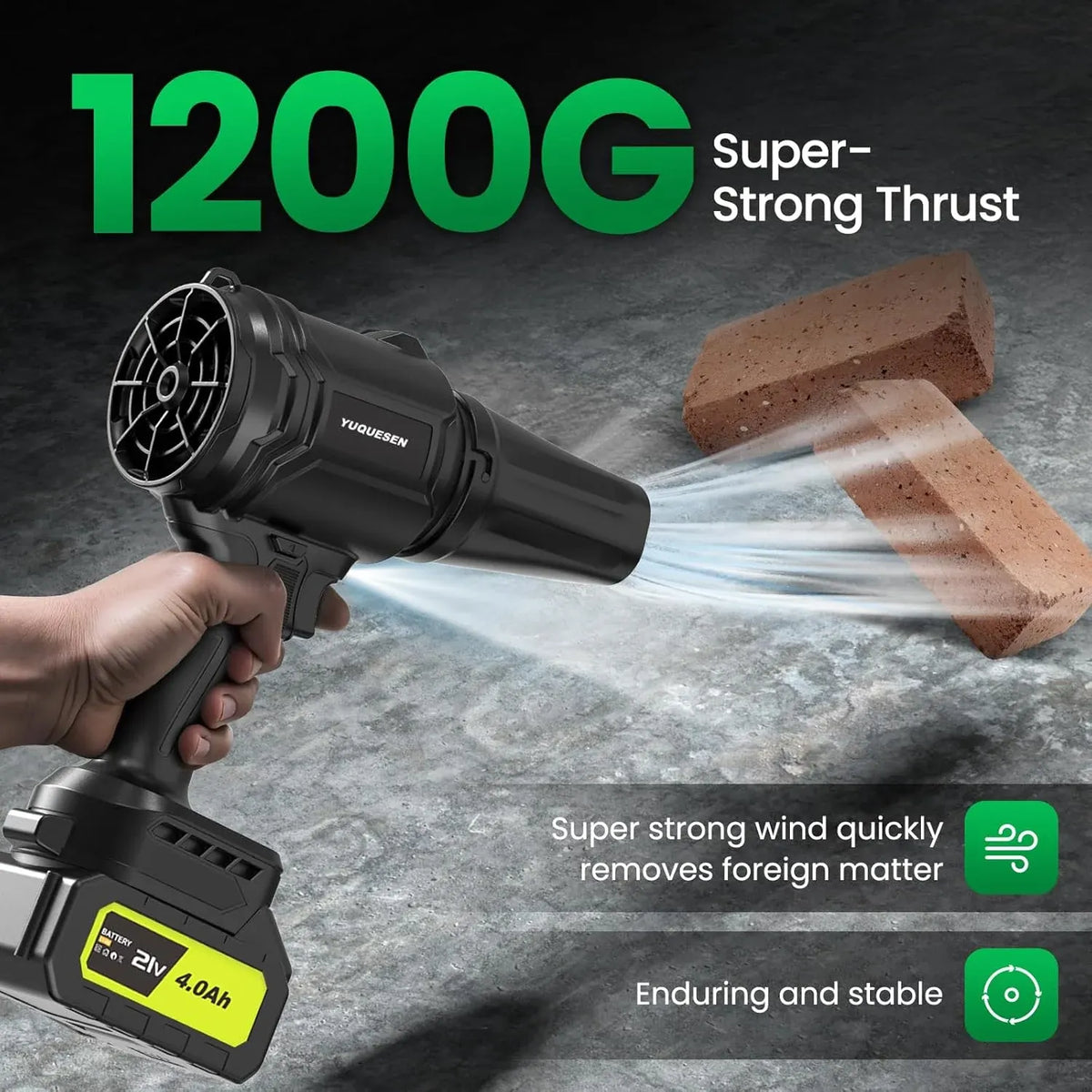 Cordless-Leaf-Blower - 600000RPM Handheld Leaf Blower - 2 X 4.0Ah Batteries and Charger Included, Lightweight Leaf Blowers for Patio Cleaning Black
