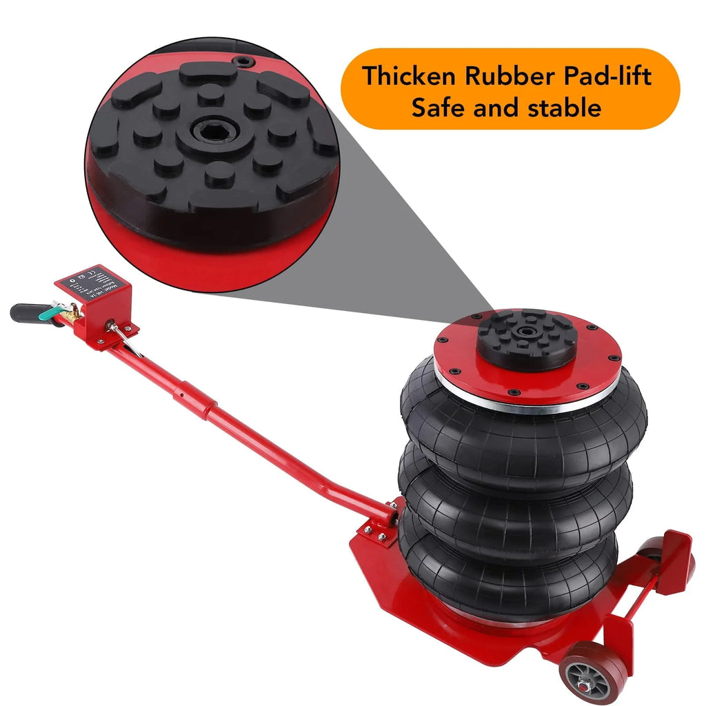 WhizMax 3 Ton/6600LBS Triple Bag Air Jack, Long Hand, Lifting Height Up to 15.75 Inches, Portable and Easy to Use, Red