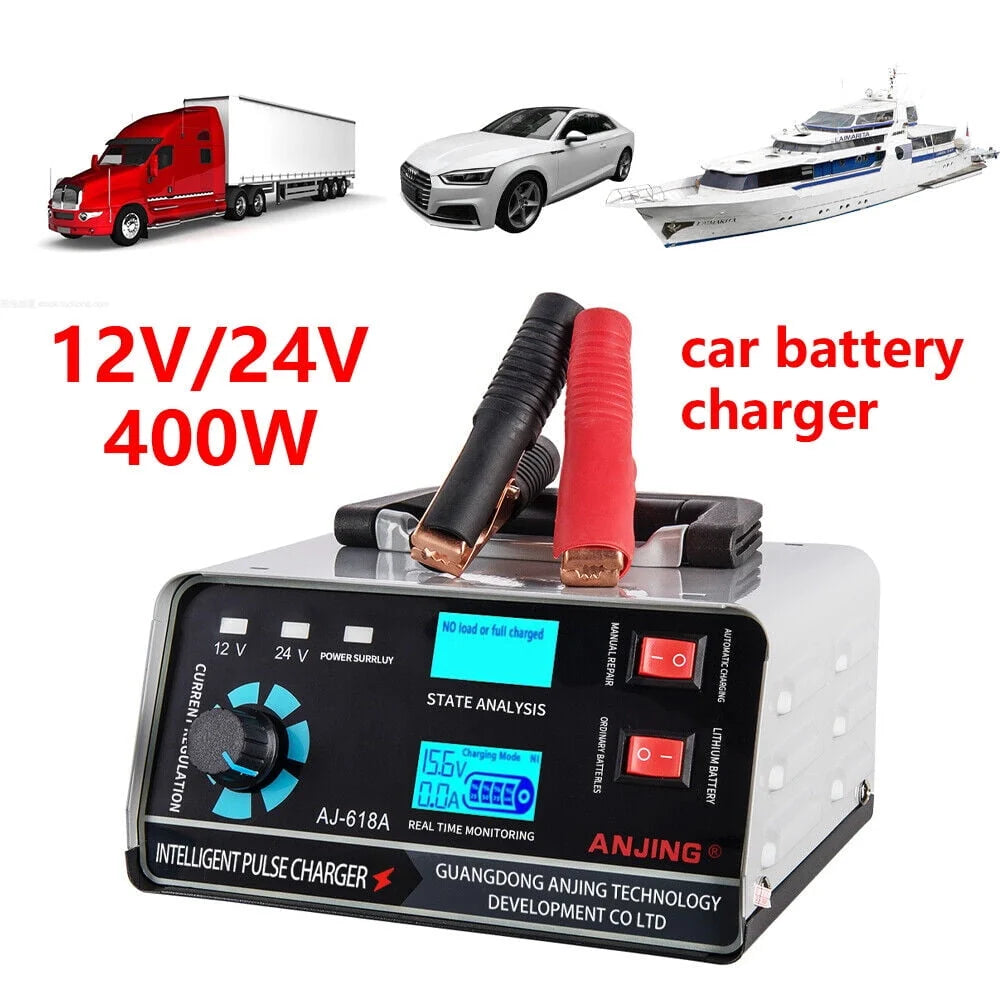 JahyShow Heavy Duty Smart Car Battery Charger: 400W 12V/24V Powerhouse for All Vehicles