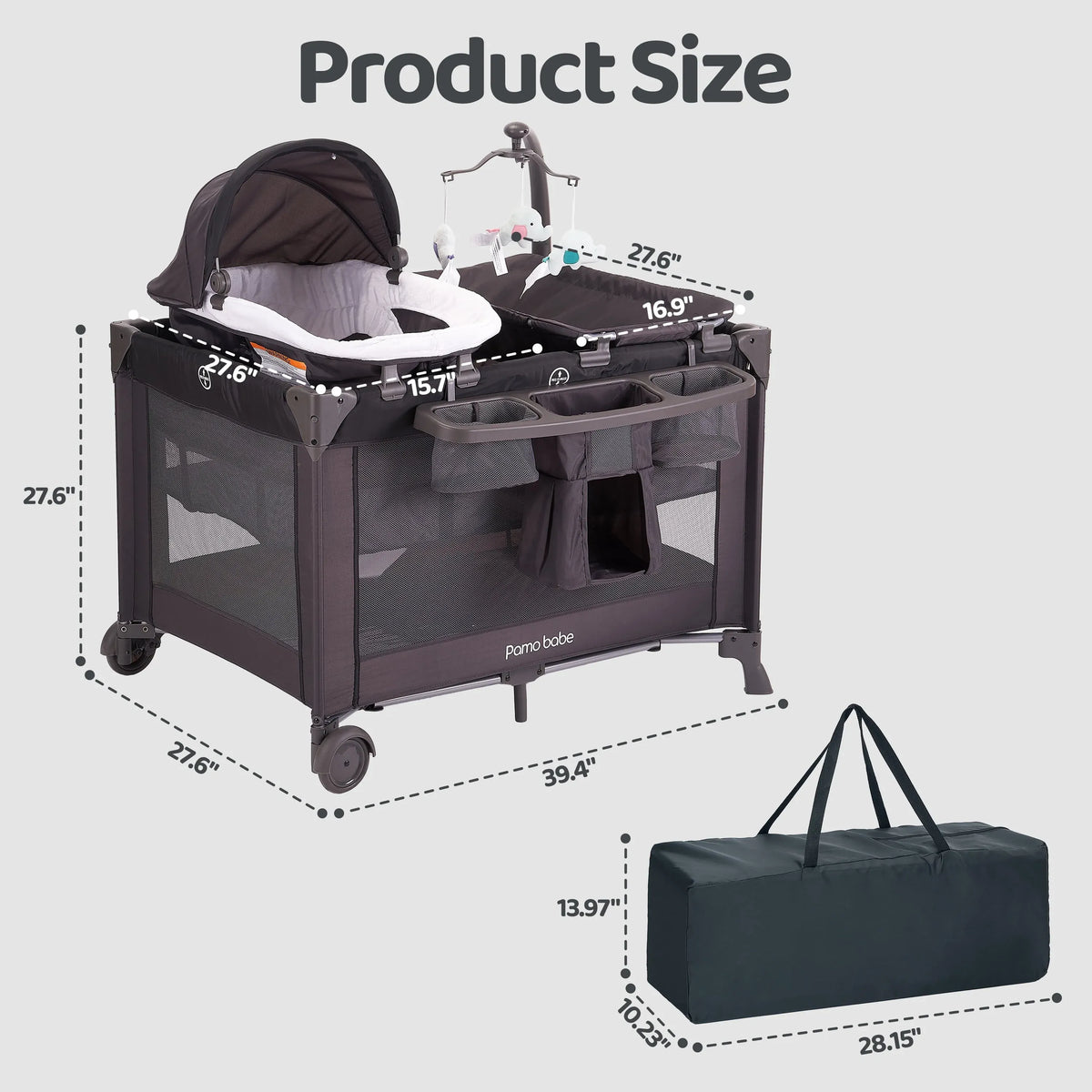 Pamo Babe Unisex Nursery Center Baby Playard with Bassinet & Changing Table, Newborn