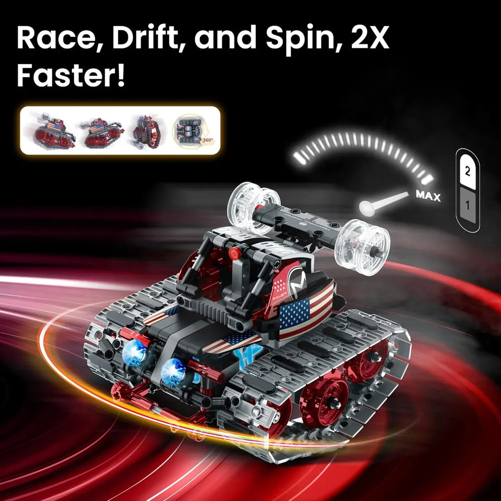 Sillbird Robot Building Kit with Remote Control Gifts for Kids Boys Ages 8-12, STEM Coding Robotic Technic Tracked Racer Car Toys for Birthday - Build 4in1 Model with 631 Pieces