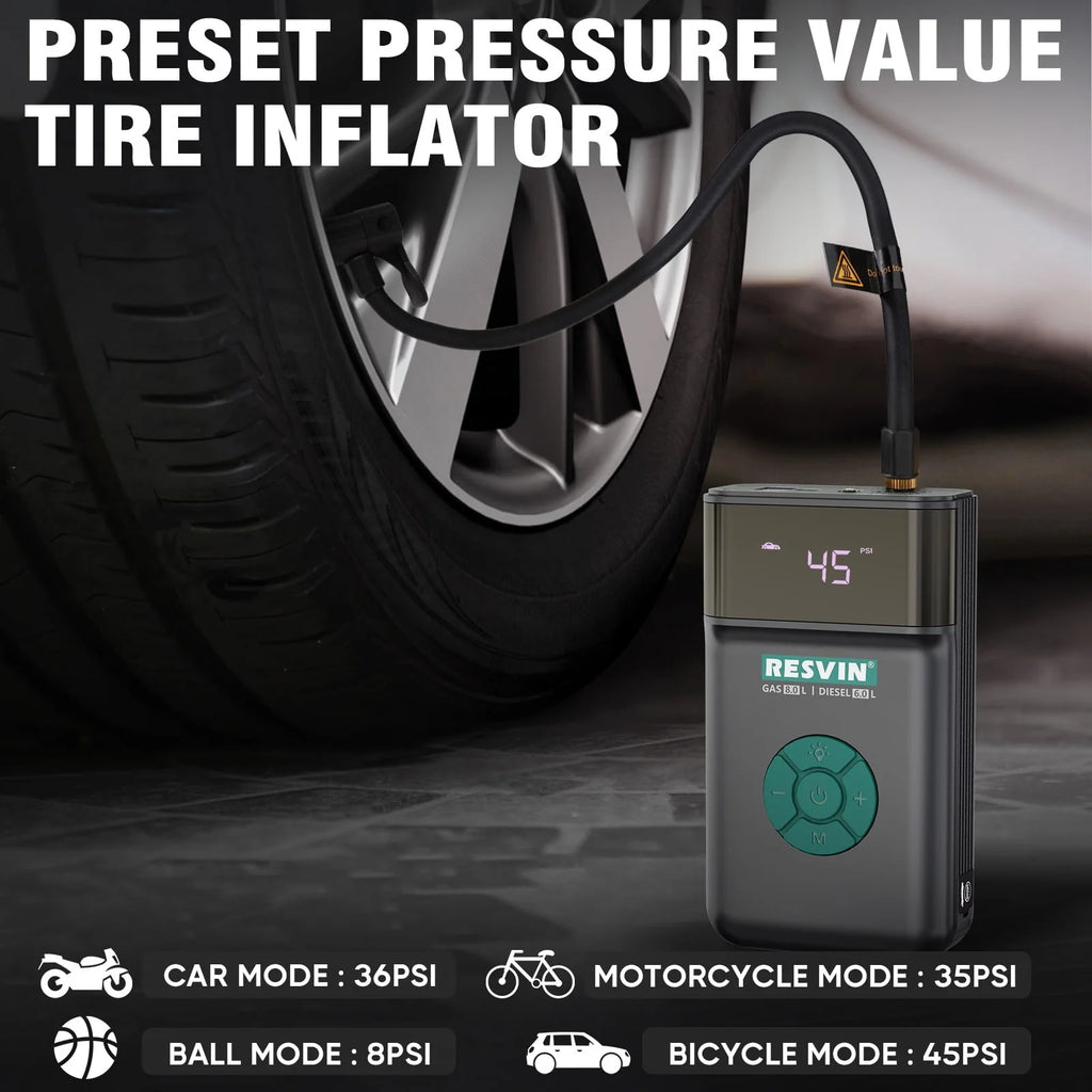 Rechargeable Pro Jump Starter - 12V - with Air Compressor, 1500A 13500mAh Battery Starter with 120PSI Digital Tire Inflator, Works for Vehicles, Car Battery Booster for 8.0L Gas or 6.0L Engines