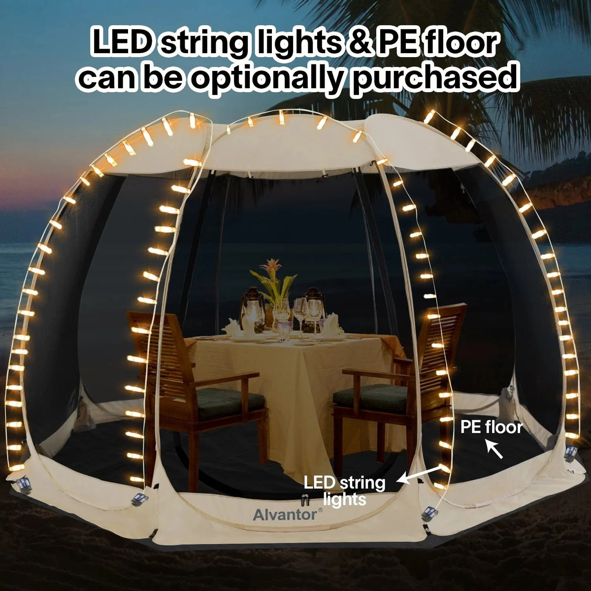 Alvantor Screen House Room Camping 12'x12' Beige Instant Canopy
