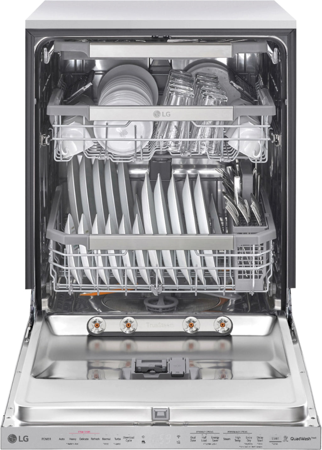 LG - 24 Top Control Smart Built-In Stainless Steel Tub Dishwasher with 3rd Rack, QuadWash and 44db - Stainless steel