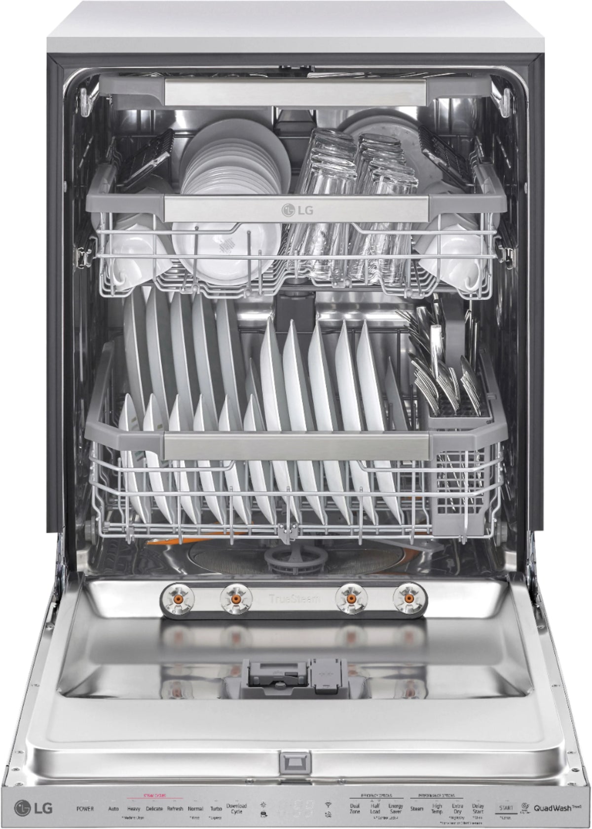 LG - 24 Top Control Smart Built-In Stainless Steel Tub Dishwasher with 3rd Rack, QuadWash and 44db - Stainless steel