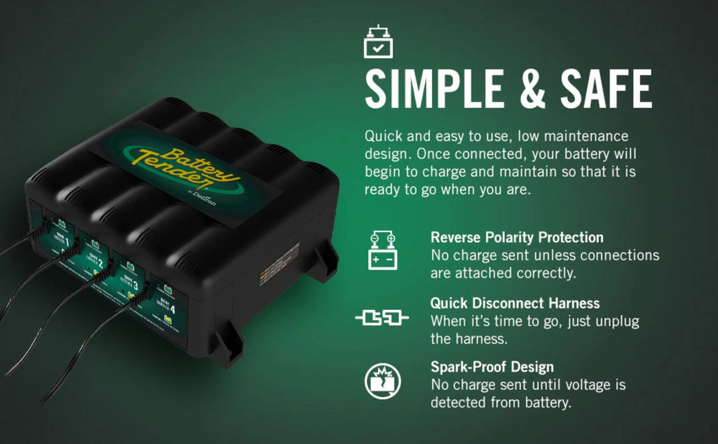 Battery Tender 4 Bank Multibank Charger - 5 AMP (1.25 AMPs Per Bank) - Smart 12V Multi Battery Charger and Maintainer - 021-0148-DL-WH