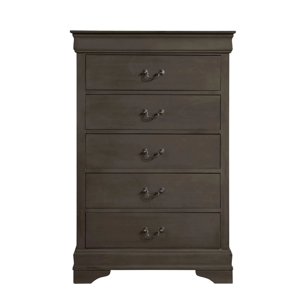 DeeHome Classic Louis Philippe Style Stained Gray Finish 1pc Chest of 5x Drawers Traditional Design Bedroom Furniture