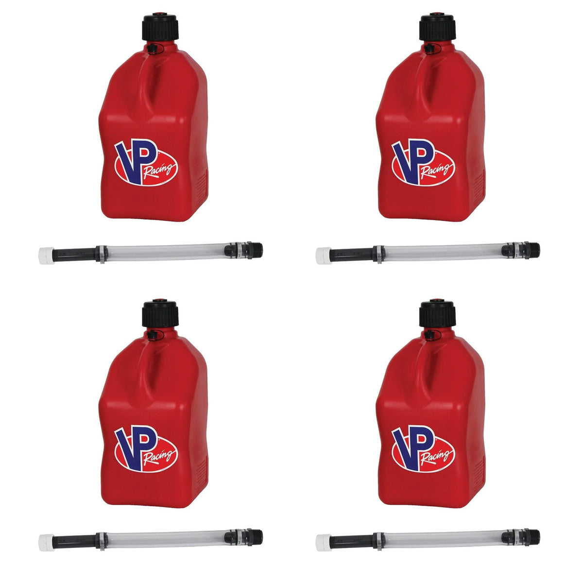 VP Racing Fuels 5.5 Gallon Utility Jugs with Deluxe Hoses, Red (4 Pack)