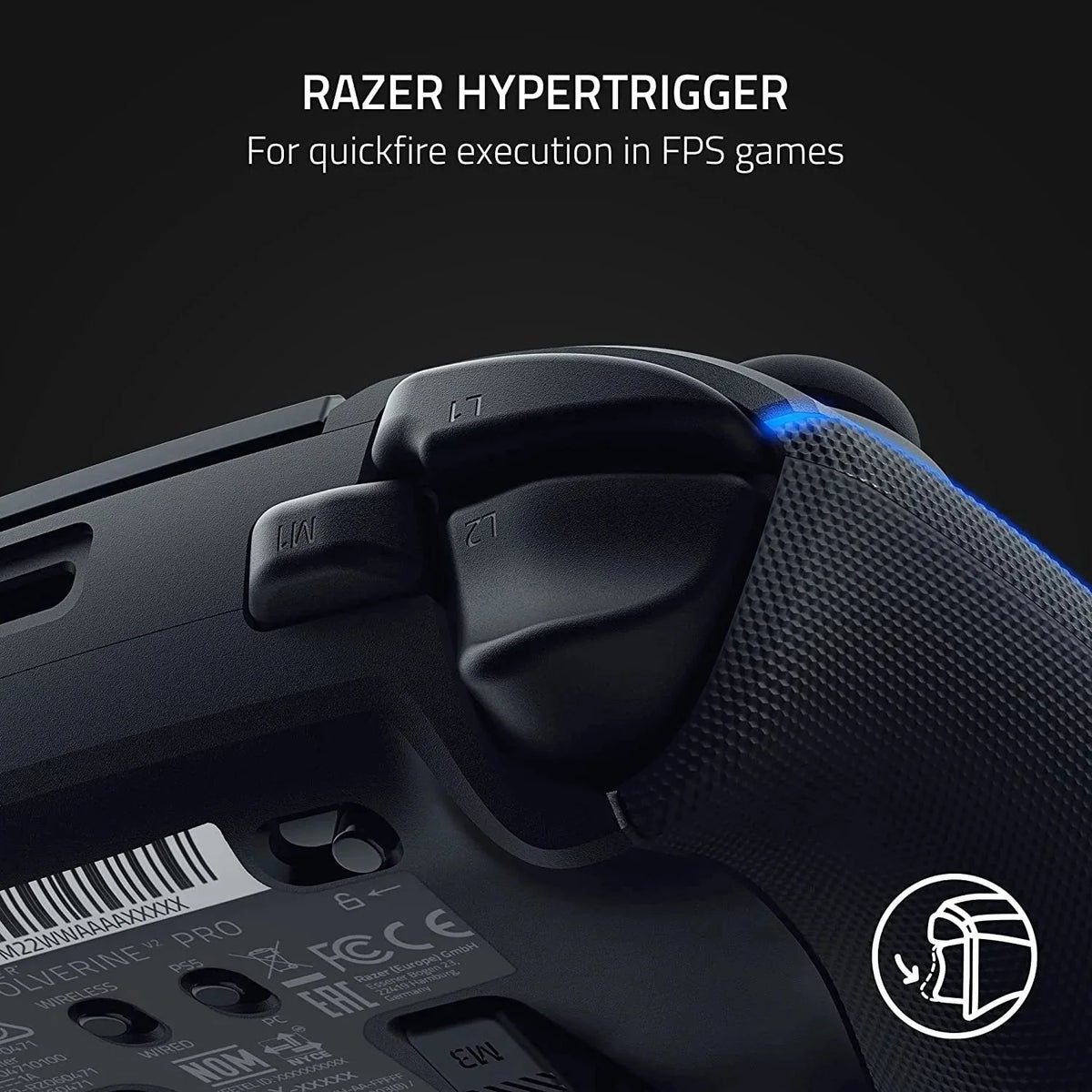 Razer Wolverine V2 Pro Wireless Controller Black HyperSpeed, Mecha-Tactile, RGB Lights for PS5 & PC With 6ft Type C Cable BOLT AXTION Bundle Like New
