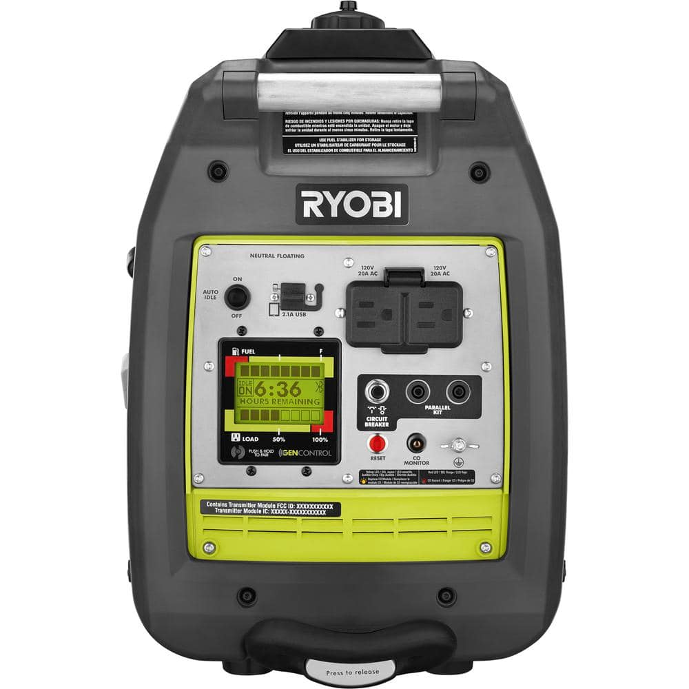 2,300-Watt Recoil Start Bluetooth Super Quiet Gasoline Powered Digital Inverter Generator with CO Shutdown Sensor RYi2322
