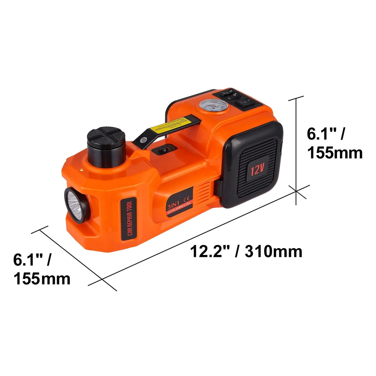 VEVOR Electric Car Jack, 5 Ton 12V Electric Hydraulic Car Floor Jack with Built-in Tire Inflator Pump for SUV Sedans