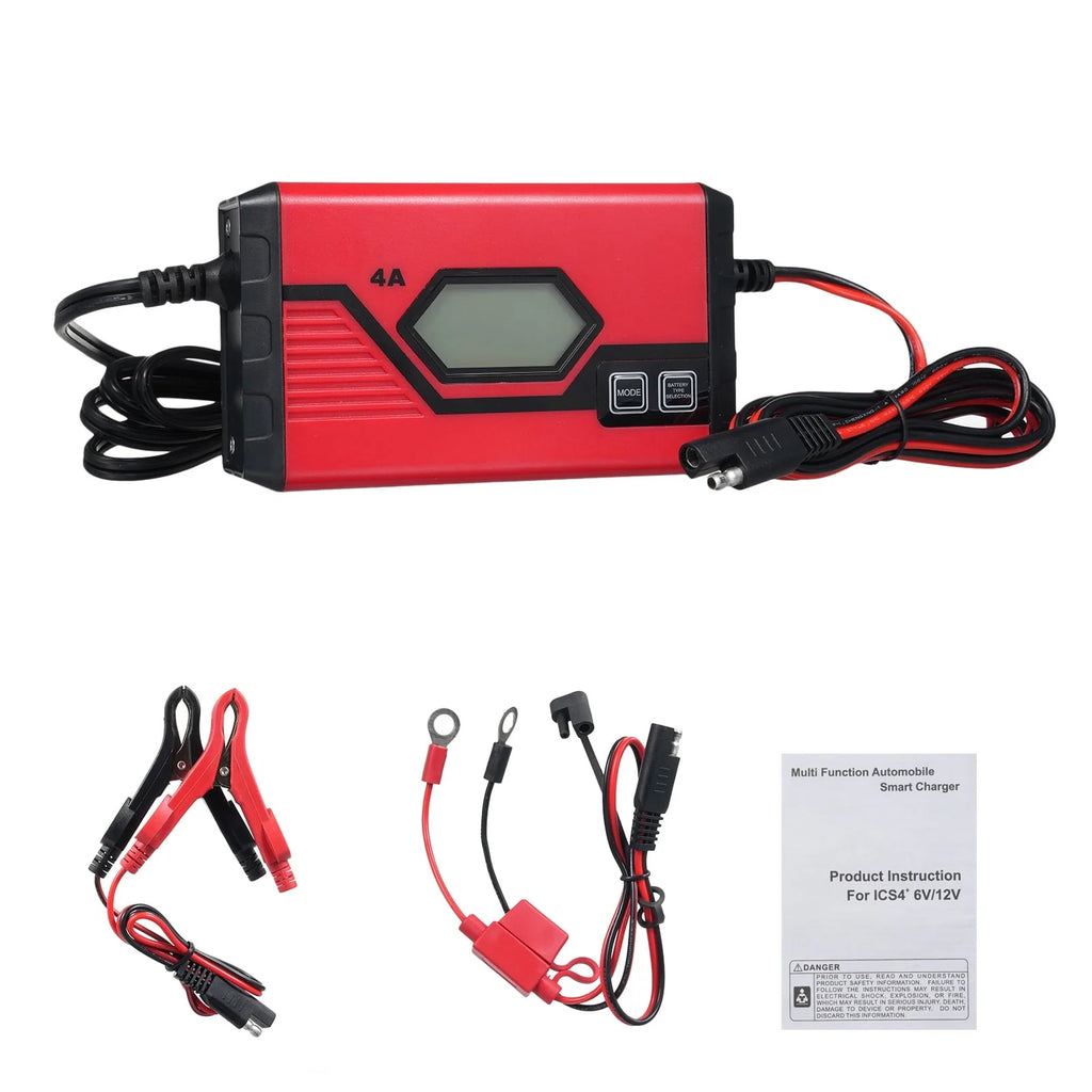 Htovila Charger,4 Amp 6v/12v Battery With Lcd Battery Maintainer Car With Lcd Screen Battery 4 Amp Screen Battery Maintainer Car Battery 4 Amp 6v/12v Battery Maintainer Car Atv