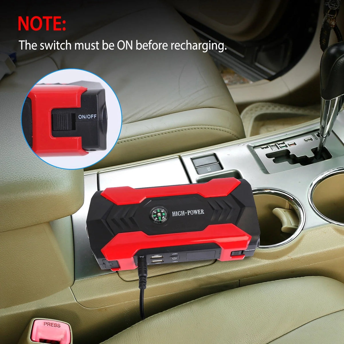 iNova 20000mAh Car Battery Jump Starter 1000A Battery Charger with Safe Smart Clamps LED Flashlight