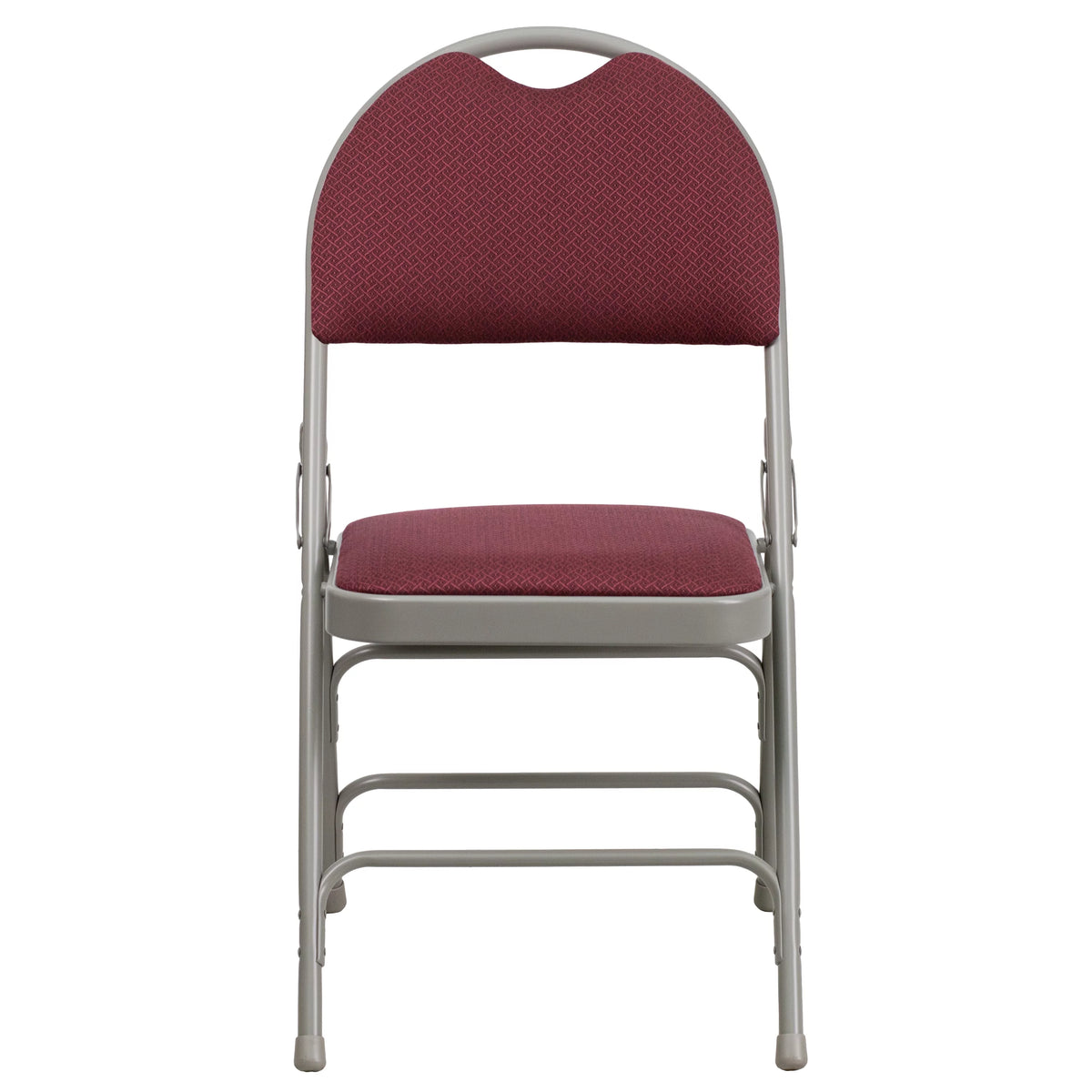 Flash Furniture HERCULES Series Ultra-Premium Triple Braced Burgundy Fabric Metal Folding Chair with Easy-Carry Handle