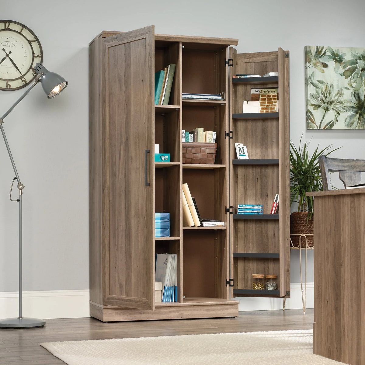 Sauder 422428 Homeplus Storage Cabinet， Salt Oak Finish