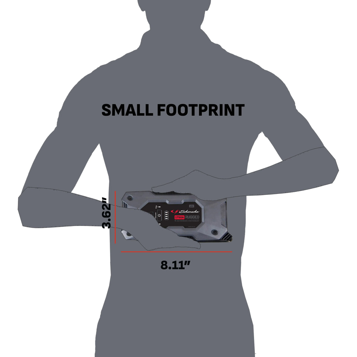 Schumacher SL1669 - 1750 Peak Amp 12V Rugged Lithium Jump Starter and USB Power Pack, New in Box