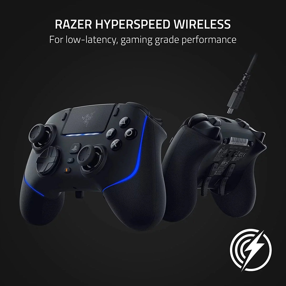 Razer Wolverine V2 Pro Wireless Controller Black HyperSpeed, Mecha-Tactile, RGB Lights for PS5 & PC With 6ft Type C Cable BOLT AXTION Bundle Like New