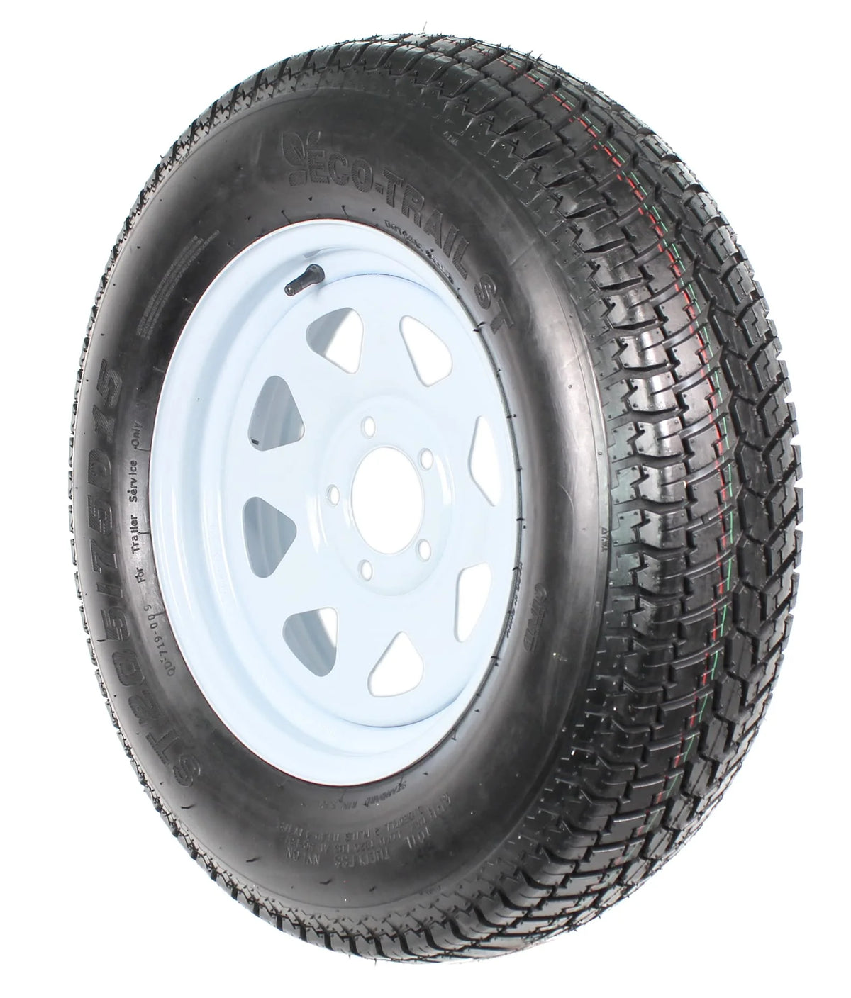 2-Pk Trailer Tire Rim ST205/75D15 15 in. Load C 5 Lug White Spoke Wheel