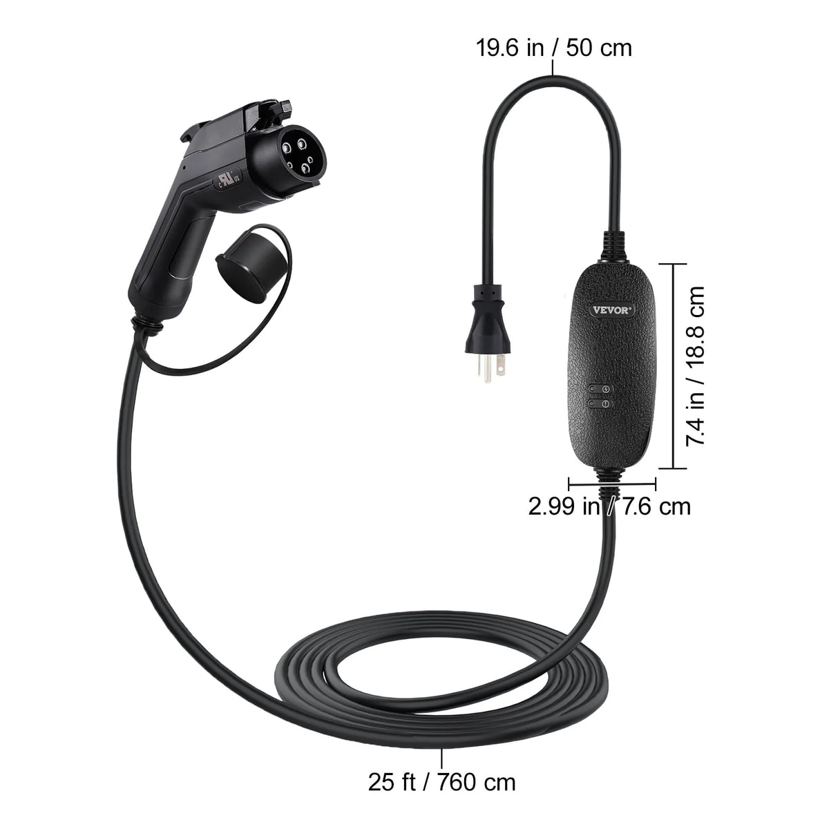 VEVOR Level 2 EV Charger, 16 Amp 110V-240V 3.84 kW, Portable Electric Vehicle Charger with 25 ft Charging Cable NEMA 6-20 Plug, SAE J1772 Standard Plug-in Home EV Charging Station for Electric Cars